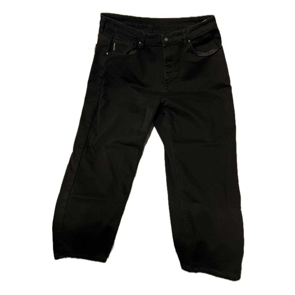 Fashion Denim Baggy Straight Fit Black Jeans Mens 35x28